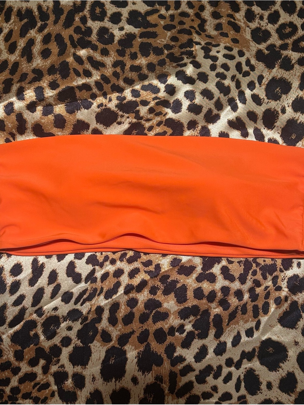 Shein Neon Orange Strapless Seamless Bandeau Swim Top